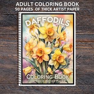 Daffodils - Spiral Bound Adult Coloring Book - Thick Artist Paper 50…
